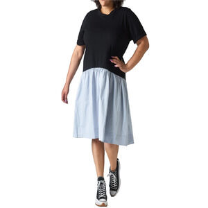 A5 Auth RUTI Two-Tone Black & Blue Short Sleeve The Zero Effort Dress Size XS/S